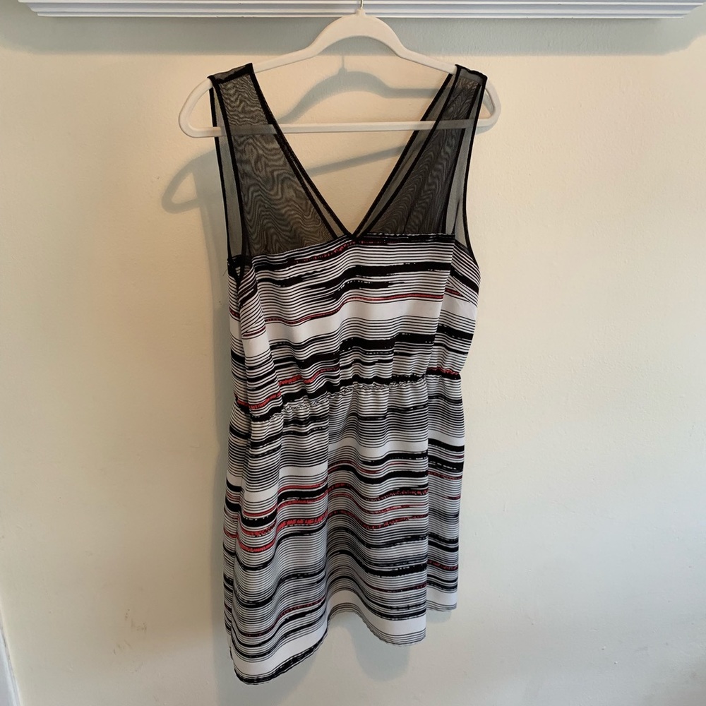 Petticoat Alley Dress Pink Black White Stripe L